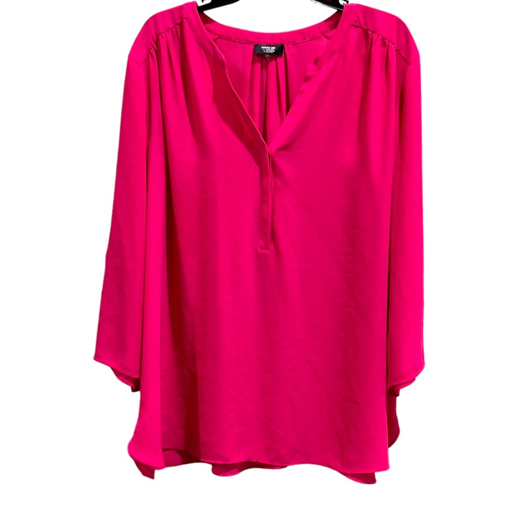 Curves 360 NYDJ Sz 22 Curves 360, Bright Pink Tunic Blouse